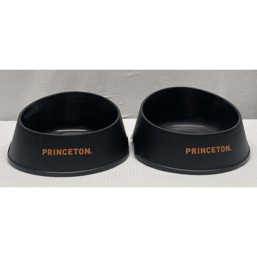 Princeton University Dog Bowls Set of 2 Pet Food Water Plastic Orange Black EUC